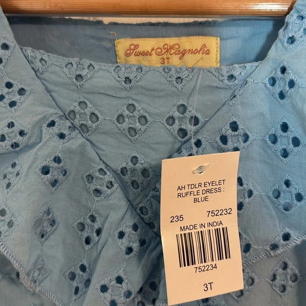 Sweet Magnolia Girls Blue Eyelet Dress, 3T